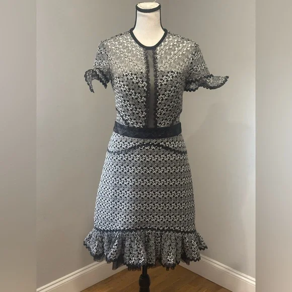 Three Floor, Elegant Black and White Women's Dress Size:4 - Picture 5 of 11